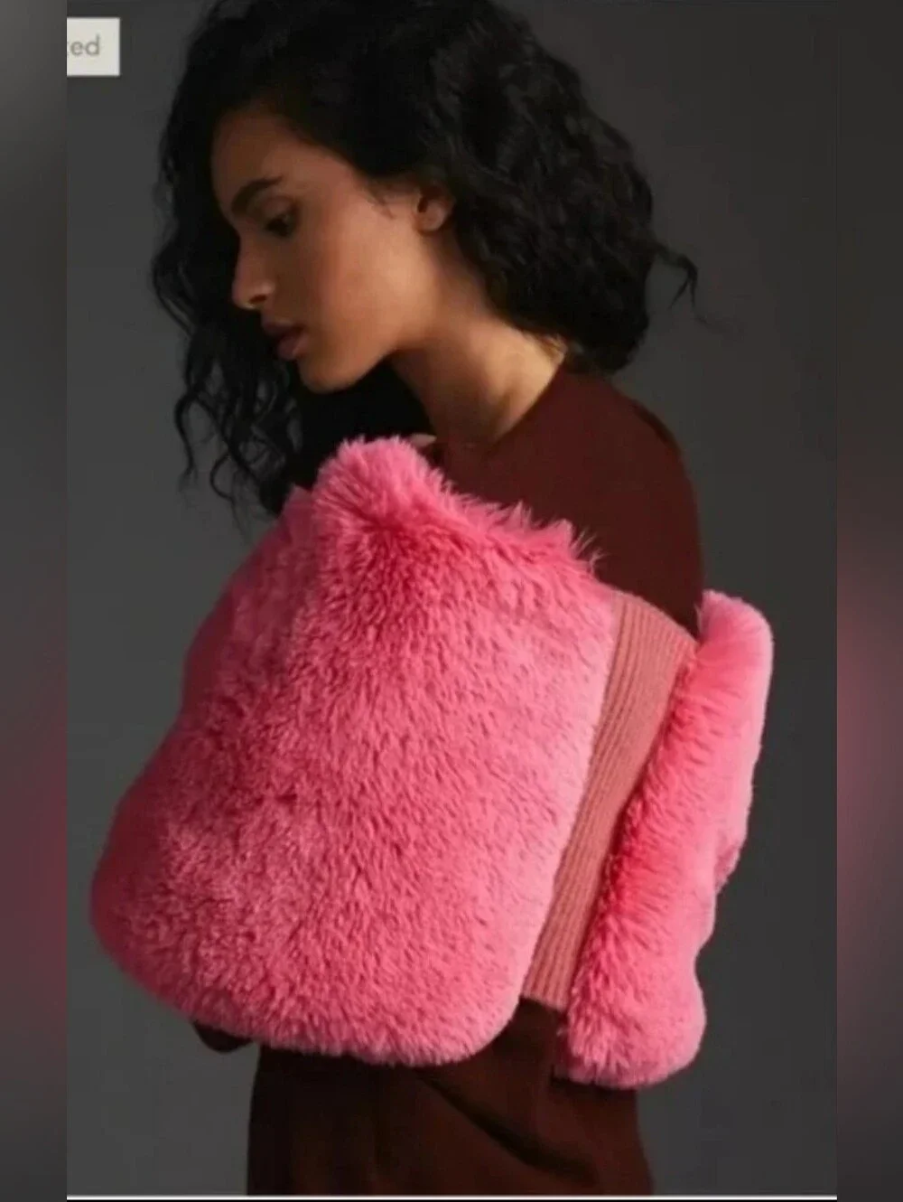 NWT Anthropologie Maeve Faux Fur Hot Pink Barbiecore Stole